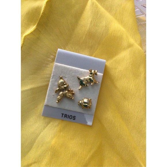 Vintage Lapel Pins Trio Set Scottie Dog, Lady Bug, Lamb Gold - Picture 8 of 12